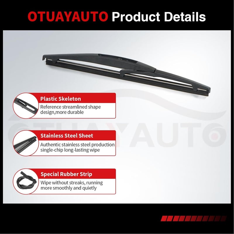 OTUAYAUTO 10" Rear Wiper Blade H250 Replacement for Honda HRV 2016-2022, Mitsubishi Outlander Sport 11-22, Infiniti QX56 QX80 11-22 Leaf 11-17, Eclipse Cross 18-22 Back Windshield Wiper - Image 2
